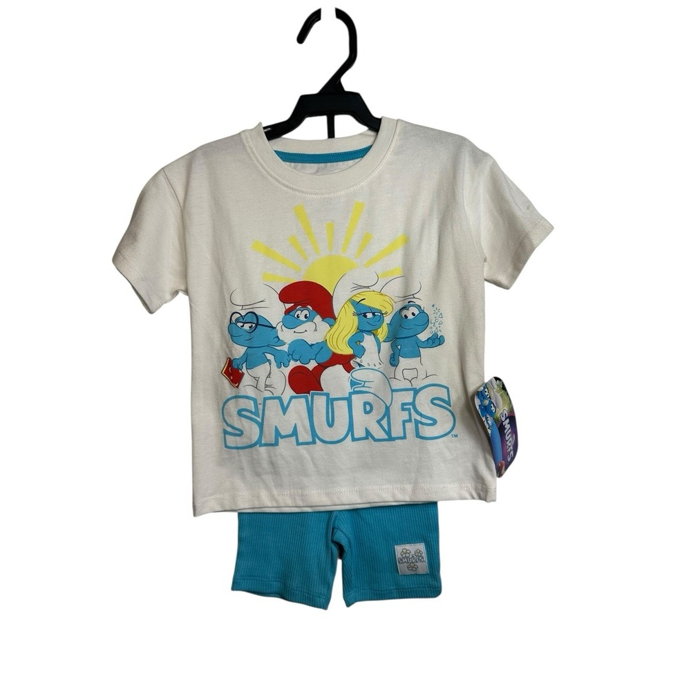 smurfs‎ toddler boys outfit short sleeve shirt with shorts size 2T